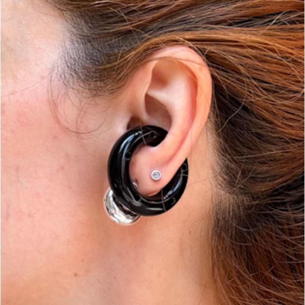 Big Black Resin Ear Cuff by Paula Mendoza
